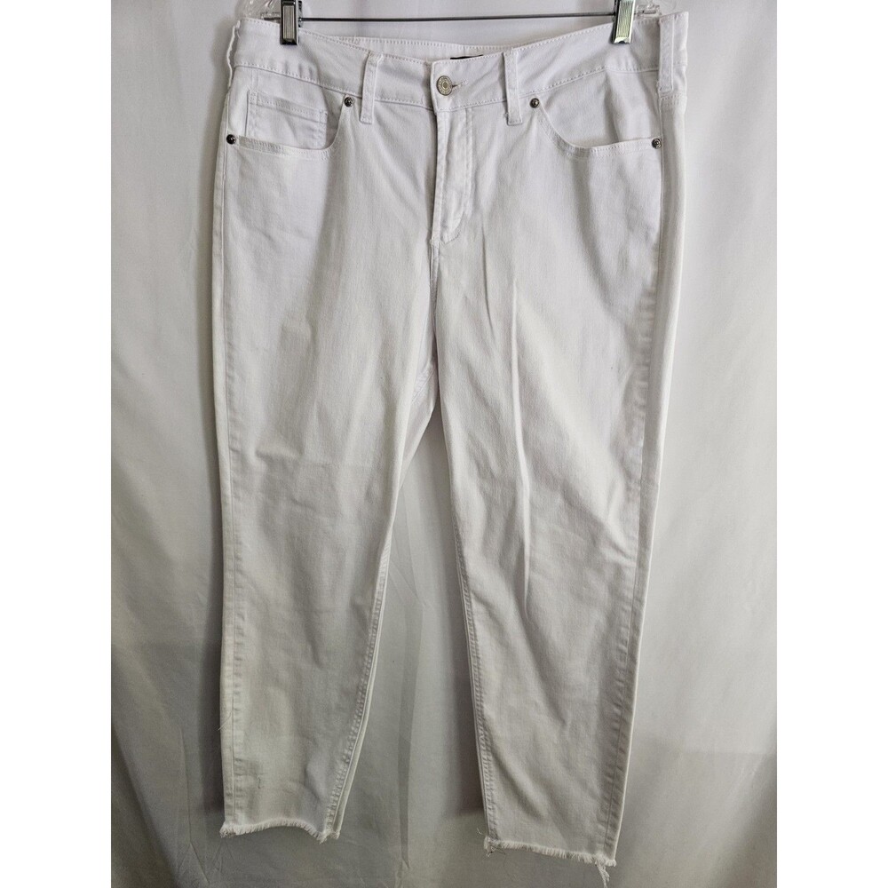 Silver Jeans Avery Skinny Crop Jeans Womens Size 14 White Stretch Raw Hem L25